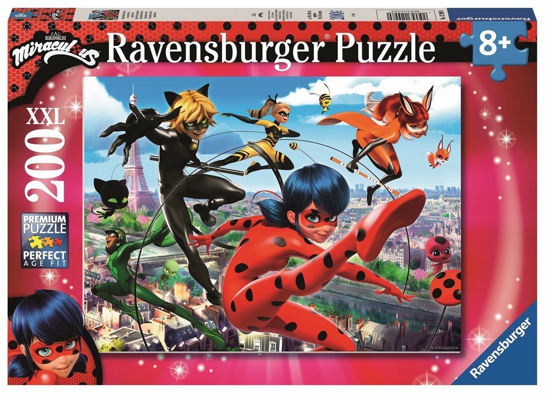 Ravensburger: Puzzle 200el. - Miraculum. Biedronka i Czarny Kot